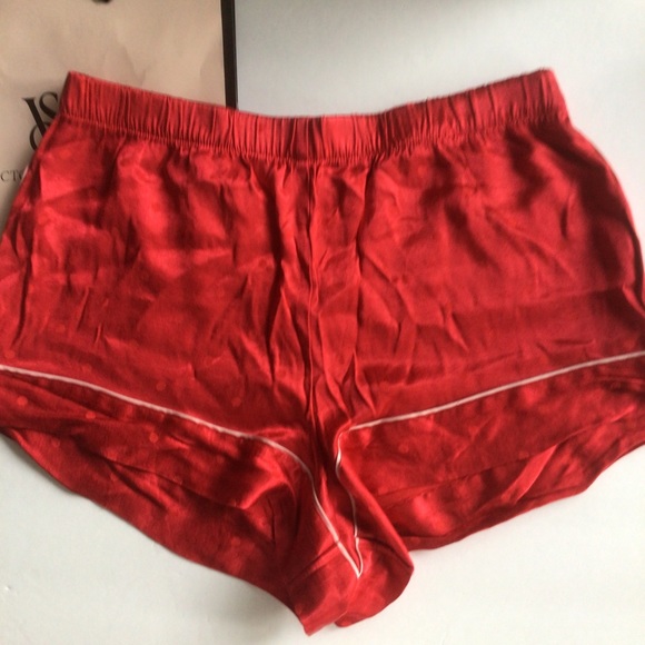 VICTORIAS SECRET RED POLKA DOT SATIN SLEEP SHORTS SMALL - Picture 4 of 10